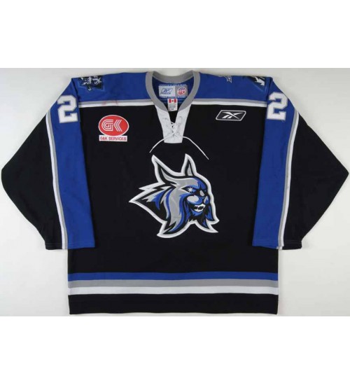 Custom ECHL 2007 08 Augusta Lynx 22 Shane Hynes Authentic Hockey Jersey Dark Blue